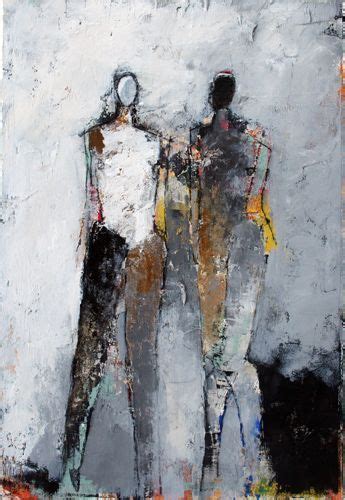 Julie Schumer Two Figure Study No 17 Mixed Media On Paper
