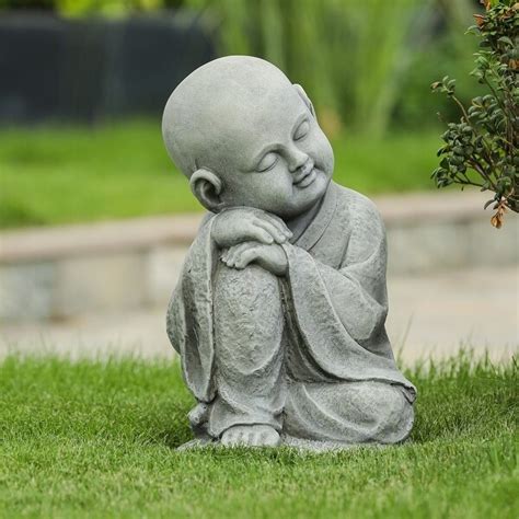 Gray Mgo Resting Buddha Monk Garden Statue Overstock 32336786