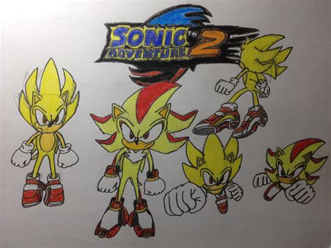 Here Is Another Old Sonic Drawing Of Super Sonic And Super Shadow From