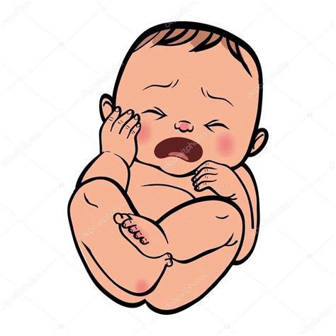 Newborn Little Baby Crying Vector Illustration Islated Backgro — Stock