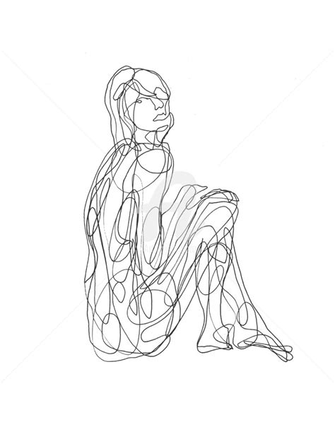 Black line art ornate flower design collection. Line Drawing Woman at PaintingValley.com | Explore ...
