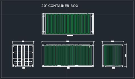 2d 20 Footer Container Box Cad Files Dwg Files Plans And Details