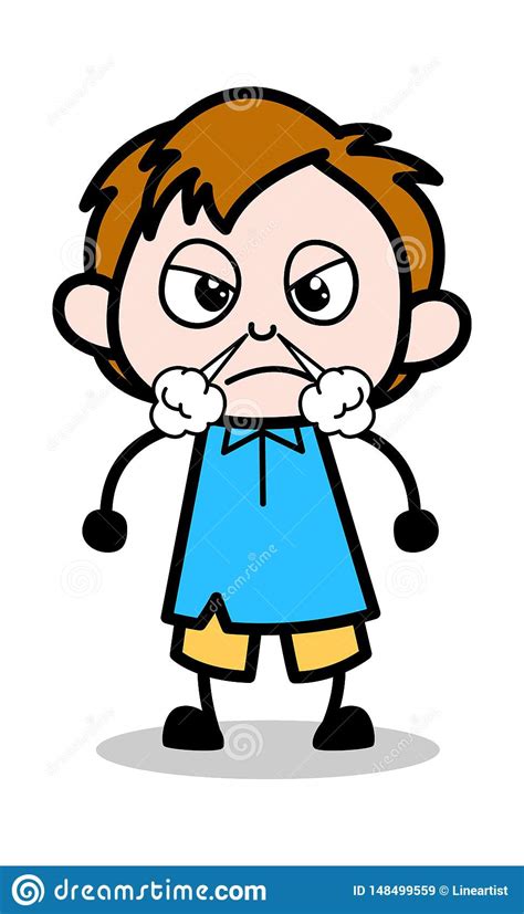 Anger School Boy Cartoon Character Vector Illustration Stock