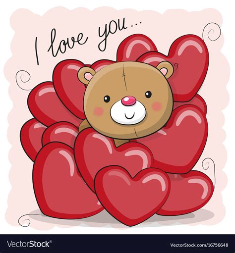 Cute Teddy Bear In Hearts Royalty Free Vector Image