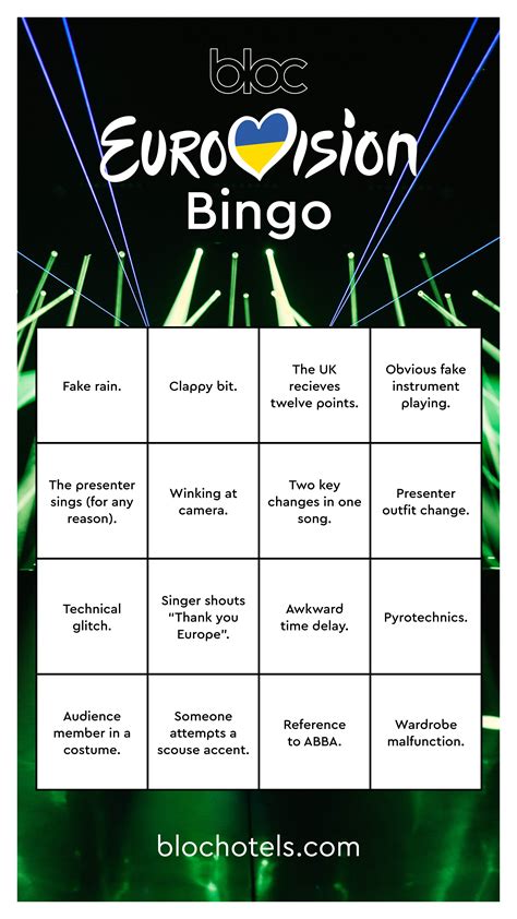 eurovision 2023 download your free bingo card bloc hotel