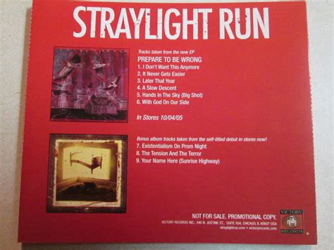 Straylight Run Prepare To Be Wrong Ep Promo Cd W3 Bonus Trks From