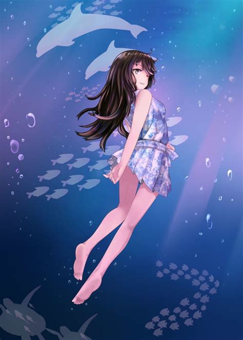 Anime Picture Search Engine 1girl Absurdres Air Bubble Barefoot