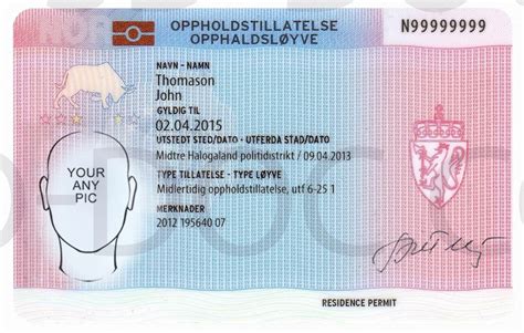Residence Permit Norway Front Side Psd Store