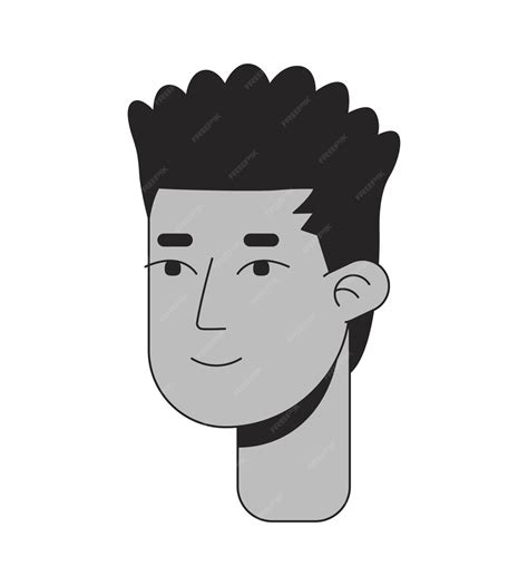Молодой чернокожий мужчина с короткими дредлаками черно белой 2d линией голова персонажа