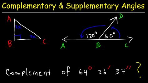 Complementary And Supplementary Angles Youtube