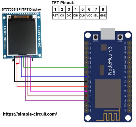 Interfacing Esp8266 Nodemcu With St7735 Tft Simple Projects
