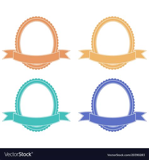 Oval Label With Ribbon Banner Colored Set Vector Image
