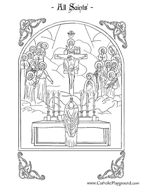 This coloring page is designed to help you talk about the trinity. All Saints Coloring Page | Catholic Playground | All saints day, Catholic saints, All saints