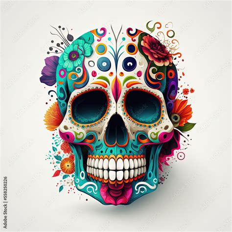 Calavera Sugar Skull Isolated Day Of The Dead Mexican Skull Dia De