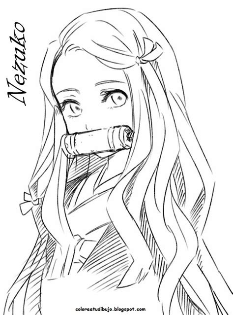 Nezuko para pintar - COLOREA TUS DIBUJOS