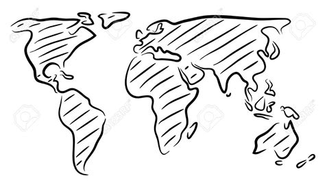 Editable Vector Rough Outline Sketch Of A World Map Royalty Free