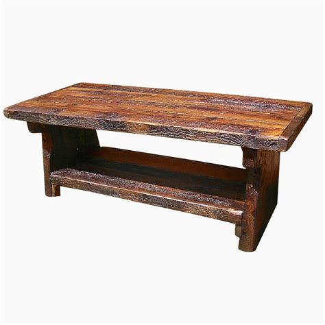 Rustic red cedar glass top log coffee table. Buy Hand Made Heart Pine Rustic Coffee Table, made to ...