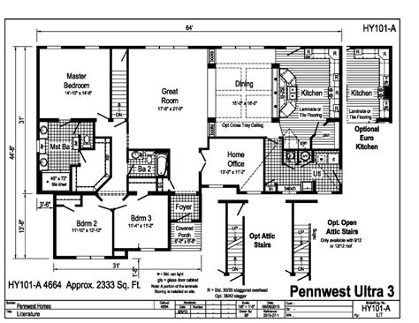 Pennwest Ultra 3 Hy101a Pennwest Ranch Modular Modular Home Floor
