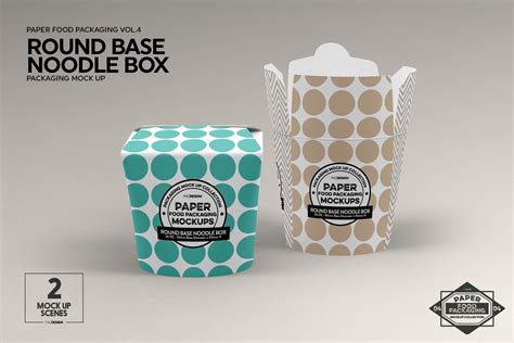 Round Base Noodle Box Mockup | Box mockup, Food box ...