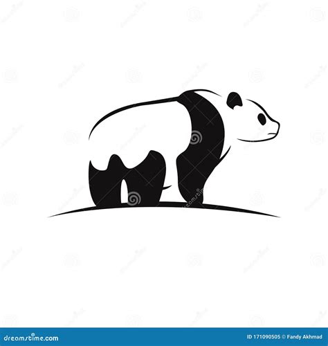 Silhouette Of Panda Bear Logo Design Vector Icon Panda Animal Logotype