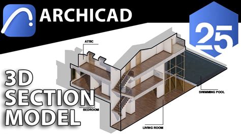 3d Section Model In Archicad 25 Youtube