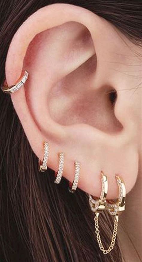 Cute Ear Piercings Ideas Multiple Combinations Ring Hoop Cartilage Helix Earrings