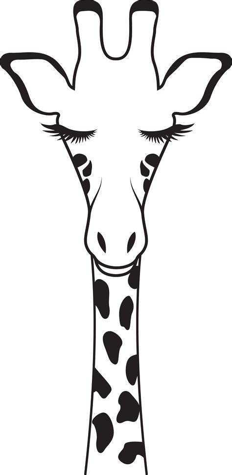Giraffe Face Clip Art Black And White