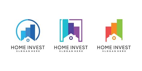 Premium Vector Set Of Home Invest Logo Design Bundle With Statistic