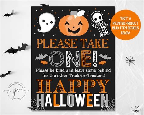 Halloween Door Sign Please Take One Party Decor Trick Or Treat Etsy