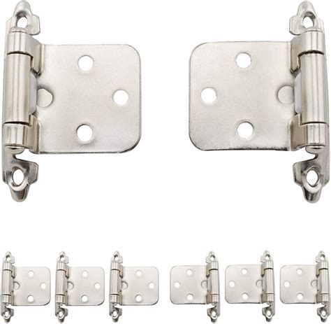 Sdtc Tech 8 Pack Overlay Cabinet Door Hinges Nickel Plated Self Closing