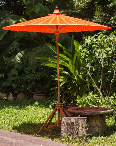 Artisan Crafted Decorative Orange Cotton Garden Umbrella Happy Garden