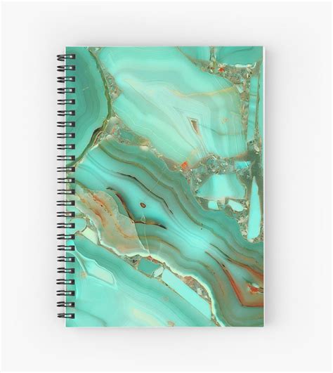 Turquoise Marble Gem Stone Pattern Spiral Notebook By Quaintrelle