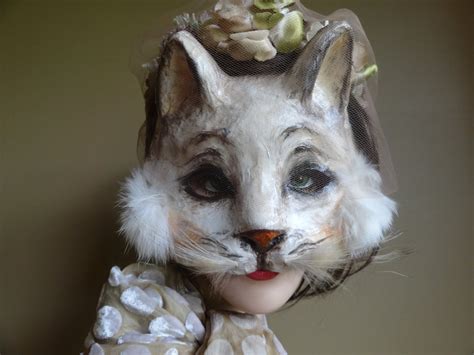 Kitty Cat Paper Mache Animal Mask Cat Mask Cat Costume Etsy