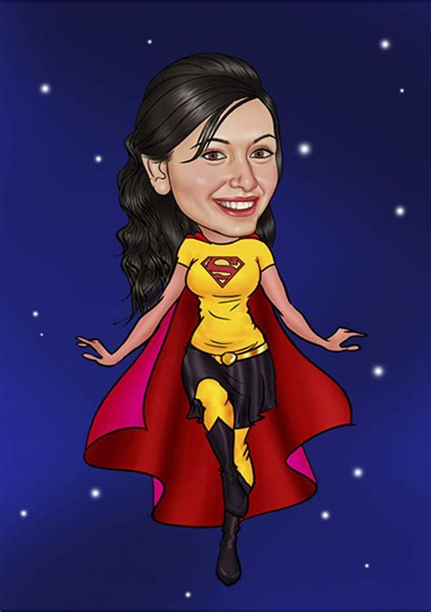 Personalised Caricature Woman Superwoman More Than 50 Models