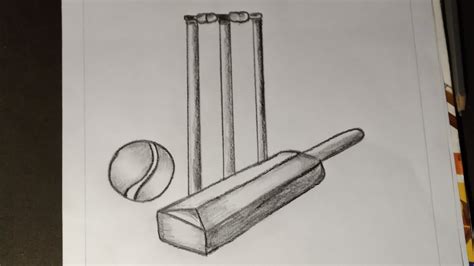 How To O Draw Cricket Bat Ball And Stumps Easy Drawing Step By Step