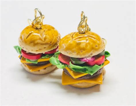 Cheeseburger Polymer Clay Charm Cheeseburger Charm Miniature Food