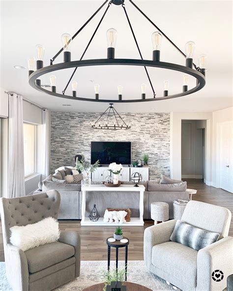 Modern Farmhouse Glam Great Room Chandeliers Living Room Decor