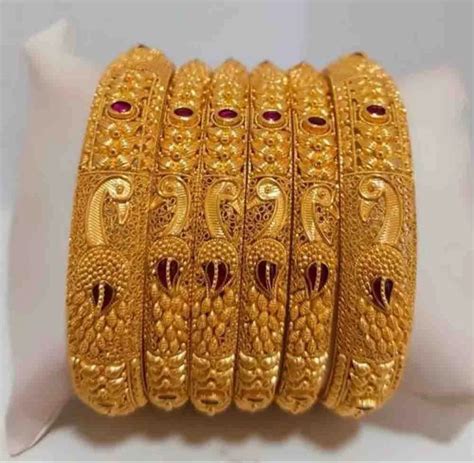 22k Golden 6 Wedding Wear Gold Bangle Set Size 25inch 8945gm At Rs 499557set In Mumbai