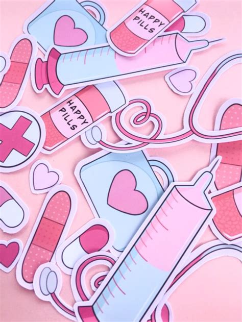 Cute Medical Themed Self Care Sticker Pack Kawaii Nurse Etsy