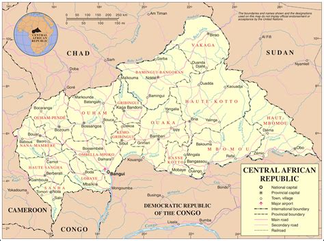 Africa map by googlemaps engine: Detailed political and administrative map of Central African Republic with all cities, roads and ...