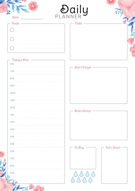 Free Printable Hourly Planner With Daily Tasks And Goals Pdf Download