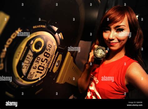 November 23 2013 Jakarta Indonesia A Model Showcases Casio G Shock Ga 100mc On The G Shock