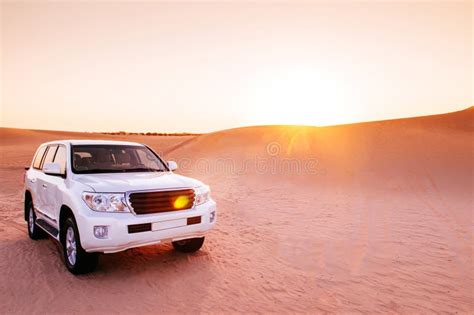 Desert Offroad Sunset Safari In The Dubai Abu Dhabi Stock Photo