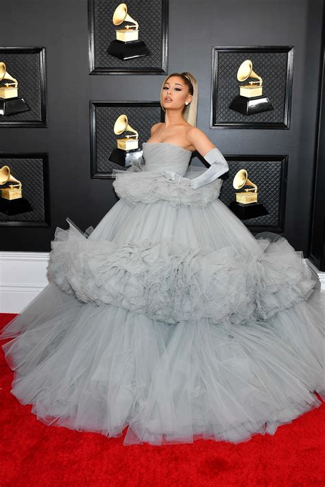 Grammys 2020 Red Carpet Ariana Grande Dazzles Like A Princess In