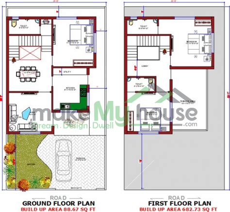 Buy 54x30 House Plan 54 By 30 Elevation Design Plot Area Naksha
