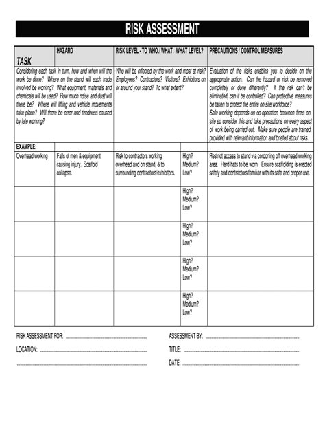 Risk Assessment Template Pdf Fill And Sign Printable