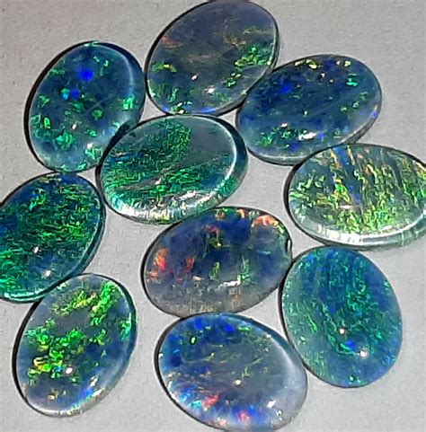 Australian Fire Opals Opal Doublets 10 Fire Blue Opals Etsy