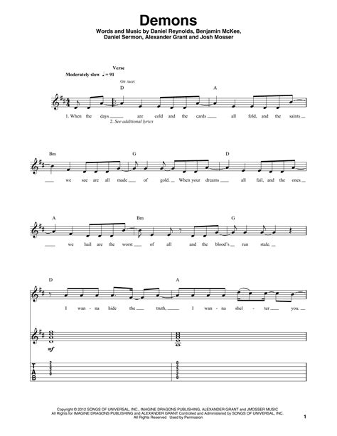 Demons By Imagine Dragons Guitar Tab Play Along Guitar Instructor