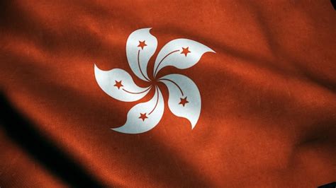 Primer Plano De La Bandera De Hong Kong Con Volantes Bandera De Hong