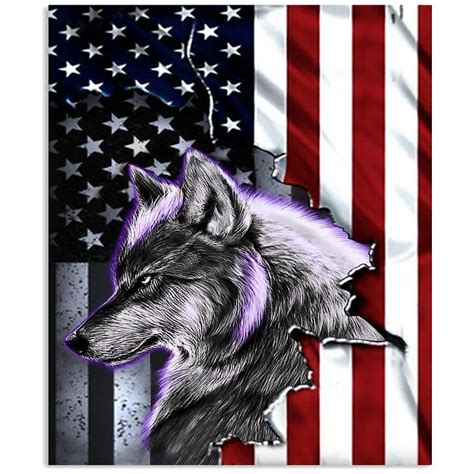 Wolf America Flag Simple Special Custom Design For Cool Boys Vertical
